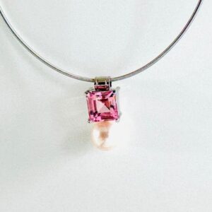 Anhänger 750/- Weißgold mit Amethyst und Perle