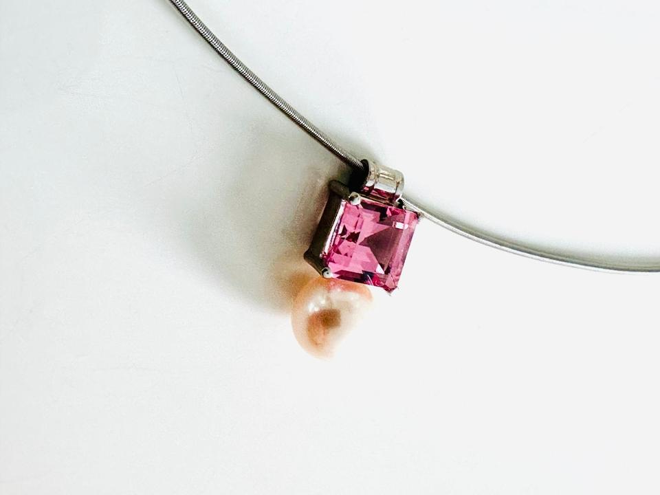 Anhänger 750/- Weißgold mit Amethyst und Perle – Bild 2