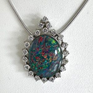 Anhänger 585/- Weißgold mit Opal und Brillianten