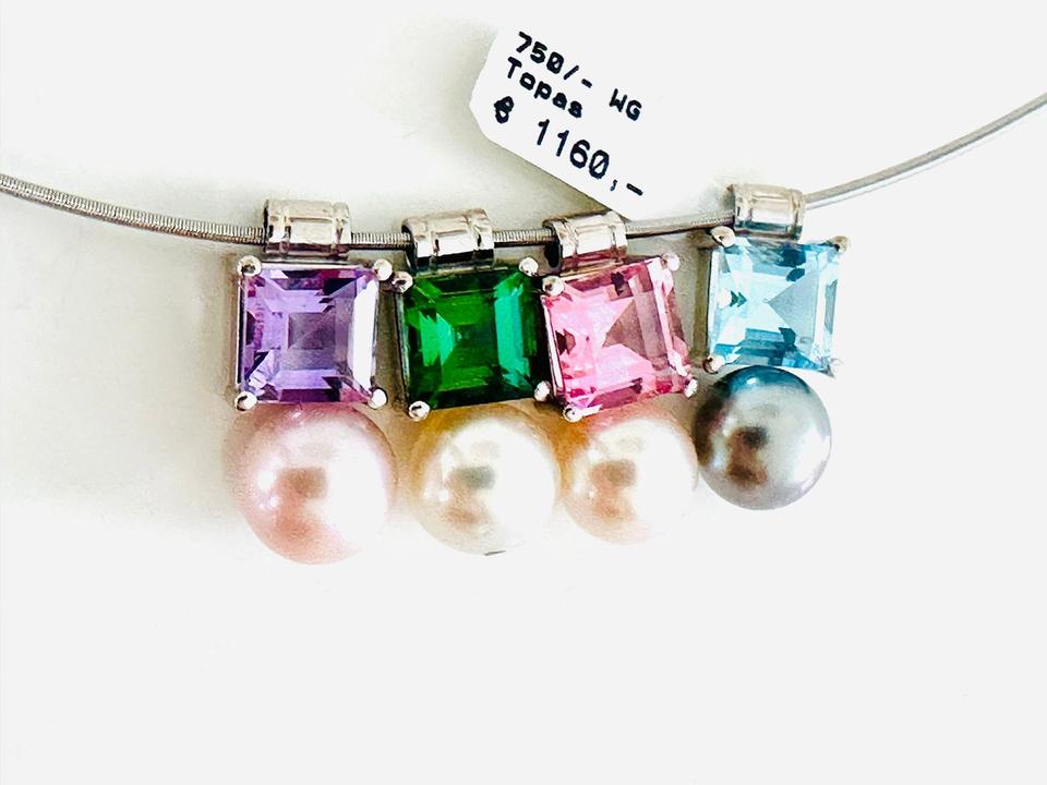 Anhänger 750/- Weißgold mit Amethyst und Perle – Bild 4