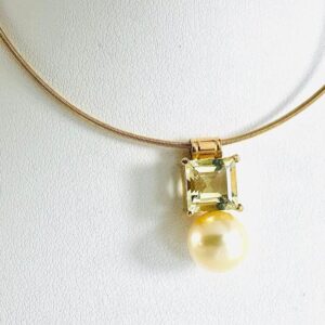 Anhänger 750/- Gold mit Zuchtperle und Turmalin