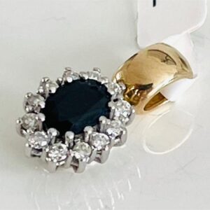 Anhänger 585/- Weißgold und Gelbgold mit Brillant und Saphir