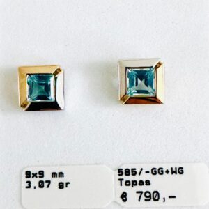 Ohrringe 585/- Weißgold und Gelbgold mit Topas