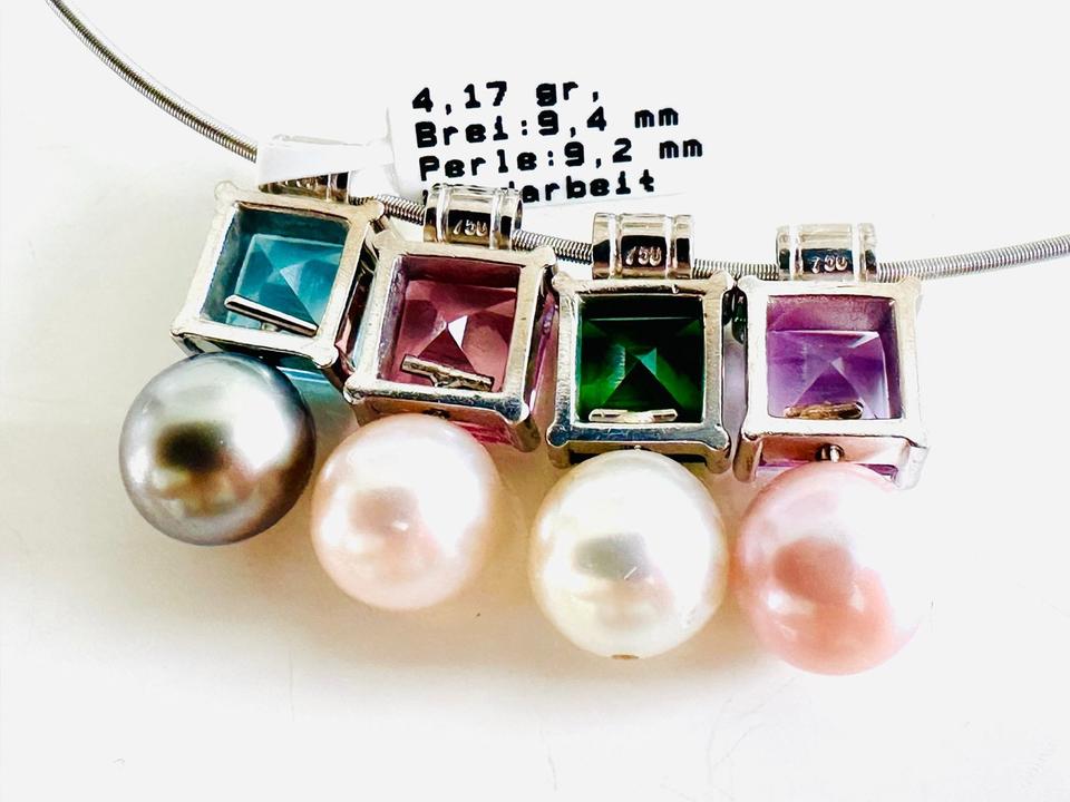Anhänger 750/- Weißgold mit Amethyst und Perle – Bild 5