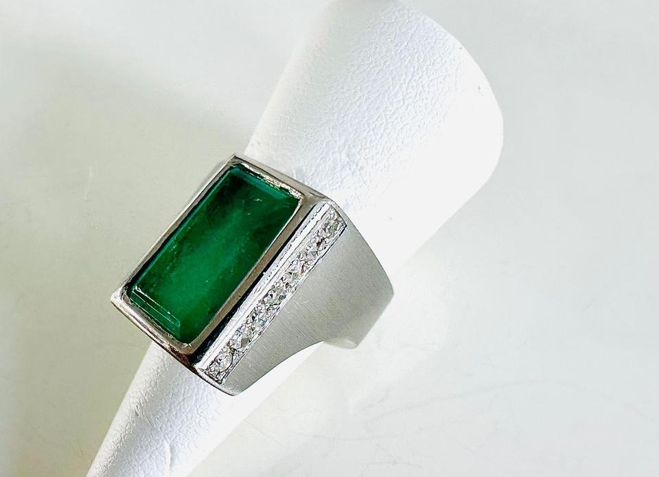 Ring 585/- Weißgold mit Smaragd und Brillianten 0,50 ct Handar – Bild 11