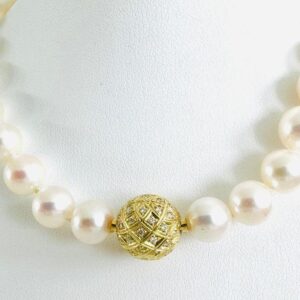 Perlenkette Zuchtperlen 585/- Goldschloss mit Brillianten