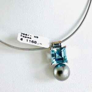 Anhänger 750/- Weißgold mit Topas und Perle