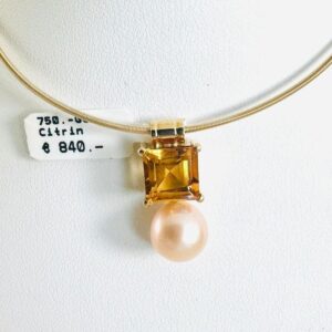 Anhänger 750/- Gold mit Zuchtperle und Citrin