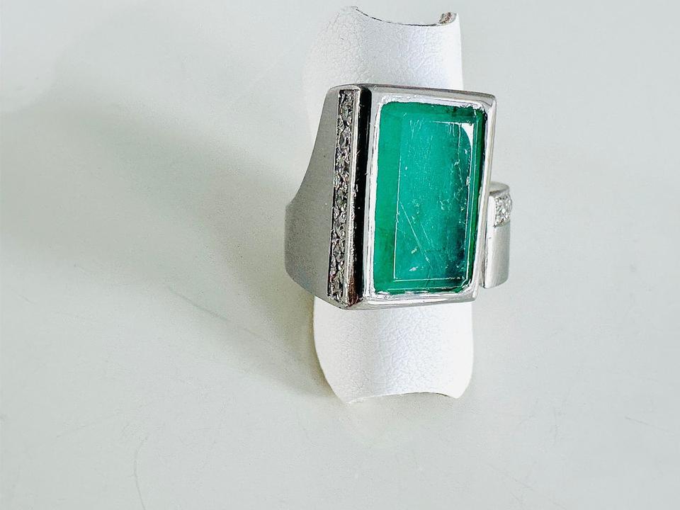 Ring 585/- Weißgold mit Smaragd und Brillianten 0,50 ct Handar – Bild 10