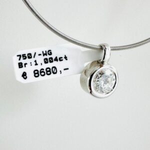 Anhänger 750/- Weißgold mit Brilliant 1,0 ct Handarbeit