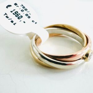 Ring 750/- Gold Dreifarbig mit Brillant 0,09 ct