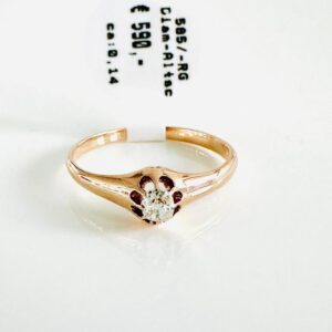 Antiker Ring 585/- Rotgold mit Diamant Altschliff