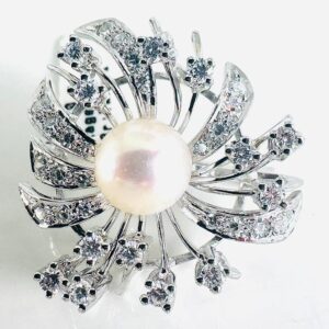 Brosche 585/- Weißgold Diamanten und Brillianten