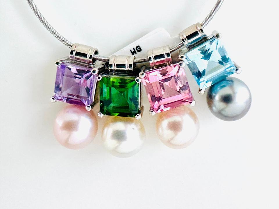 Anhänger 750/- Weißgold mit Amethyst und Perle – Bild 7