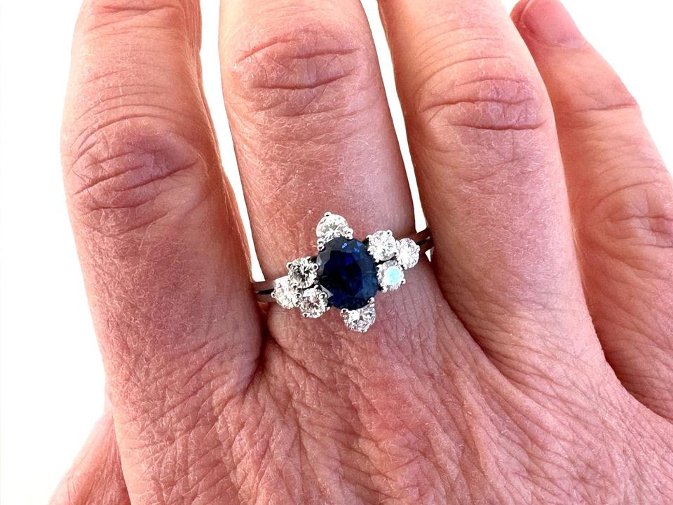 Ring 750/- Weißgold mit Brillanten 0,78 ct Tw/Lupenr, und Saphir – Bild 3