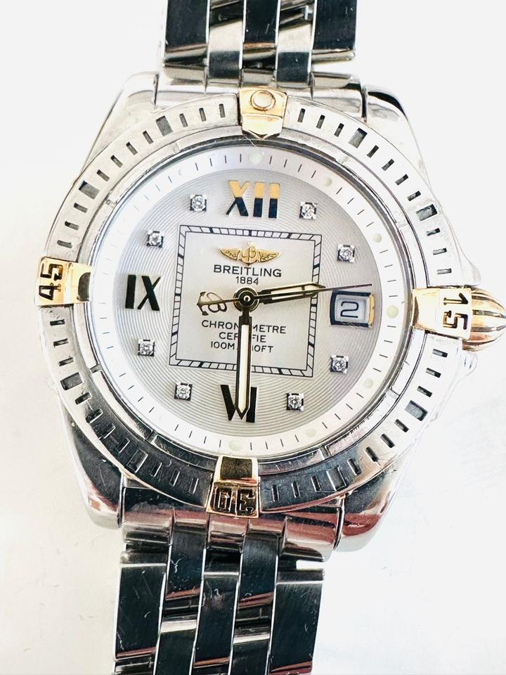 Breitling Uhr Stahl/Gold mit Brilliantzifferblatt – Bild 4