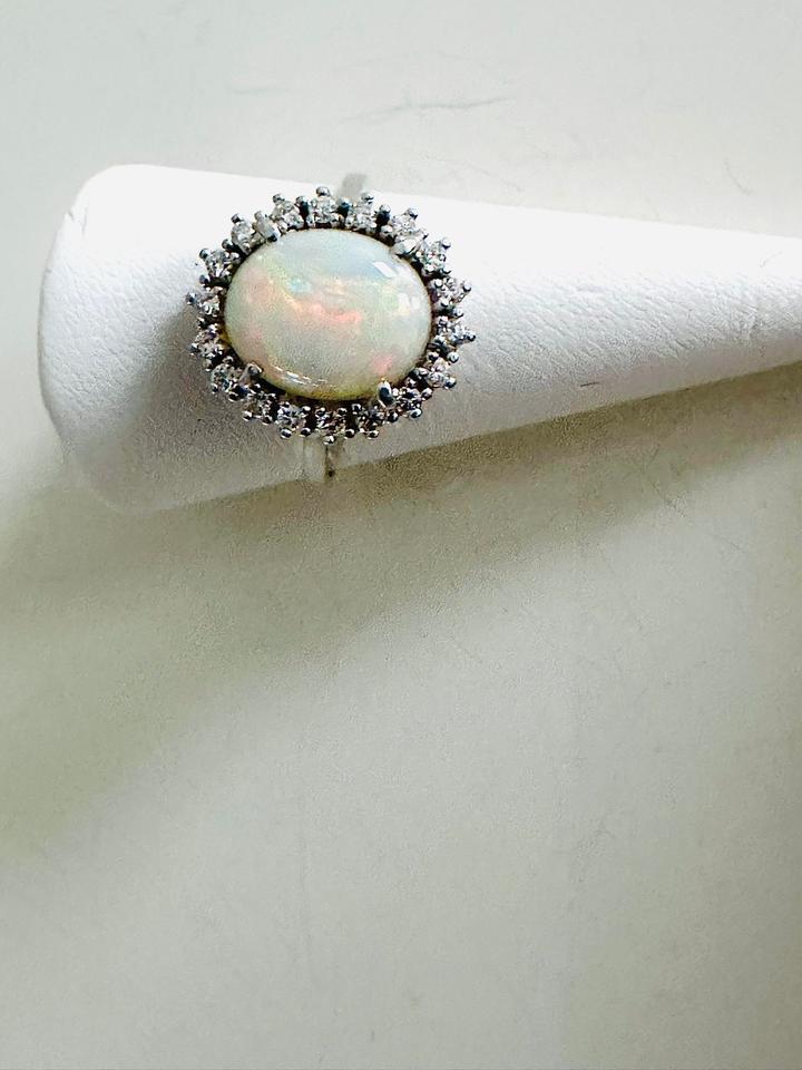 Ring 585/- Weißgold mit Opal und Brillianten 0,36 ct – Bild 5
