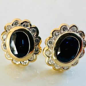 Ohrringe 750/- Gold mit Saphir und Brillanten 0,72 ct Tw/vsi