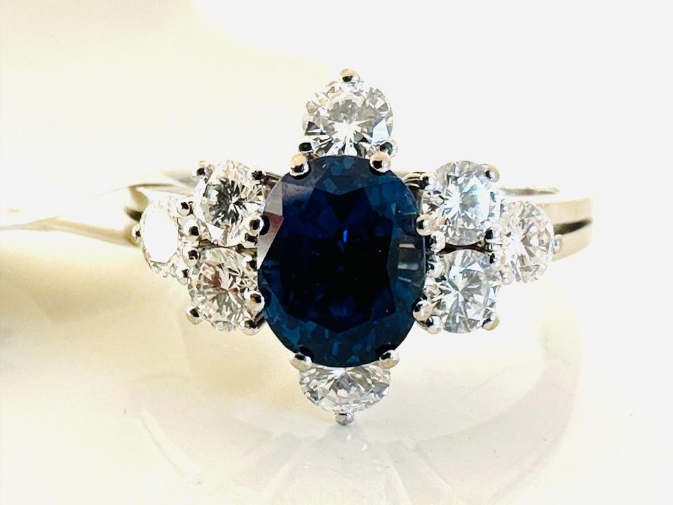 Ring 750/- Weißgold mit Brillanten 0,78 ct Tw/Lupenr, und Saphir – Bild 10