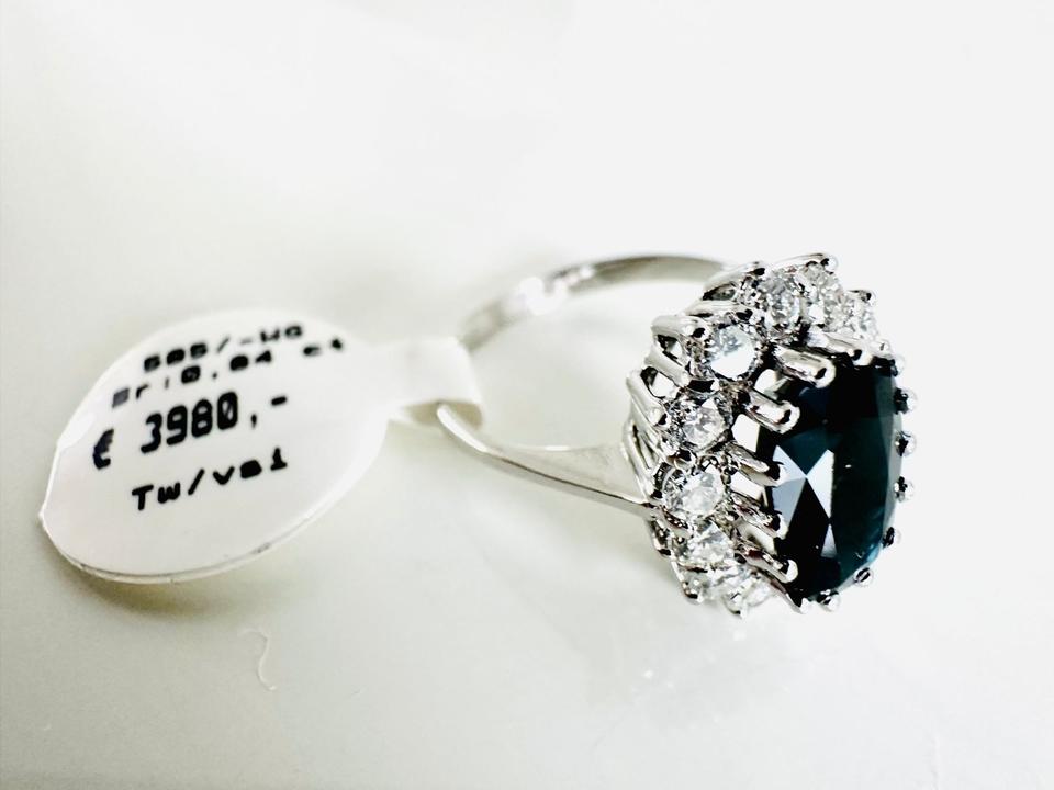 Ring 585/- Weißgold mit Saphir und Brillanten 0,84 ct Tw/vsi – Bild 3