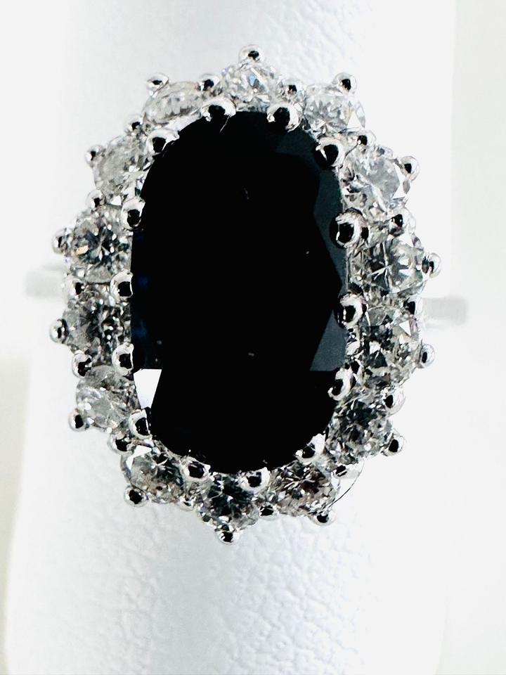 Ring 585/- Weißgold mit Saphir und Brillanten 0,84 ct Tw/vsi – Bild 5