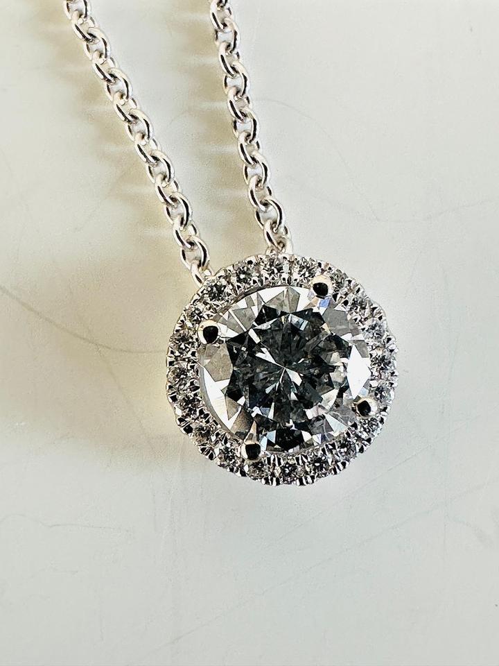 Brilliantanhänger 585/- WG mit Kette Brilli:Mitte 0,48 ct Tw/vsi – Bild 9