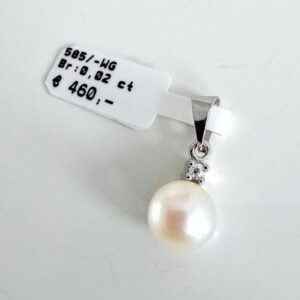 Anhänger 585/- Weißgold mit Zuchtperle und Brilliant 0,02 ct