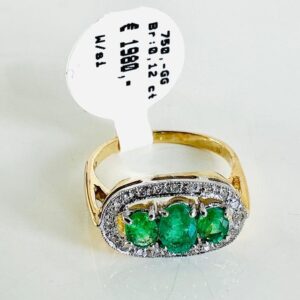 Ring 750/- Gelbgold und Weißgold mit Brillianten und Smaragden