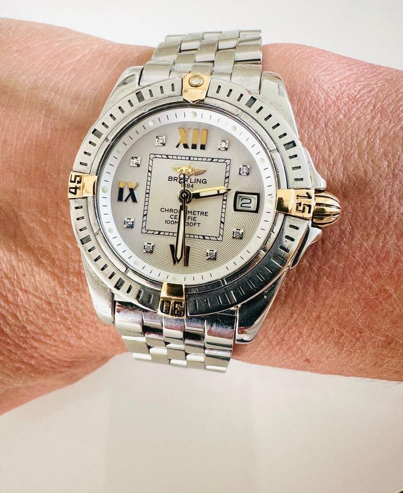 Breitling Uhr Stahl/Gold mit Brilliantzifferblatt – Bild 5