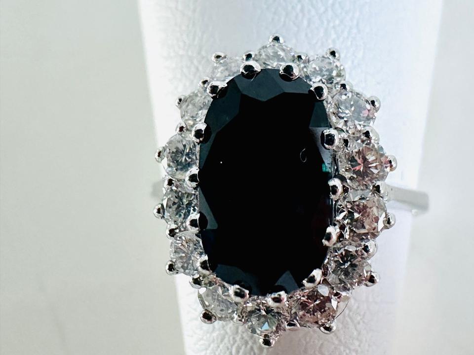 Ring 585/- Weißgold mit Saphir und Brillanten 0,84 ct Tw/vsi