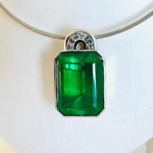 Anhänger 585/- Weißgold mit Quarz-Triplette und Diamanten