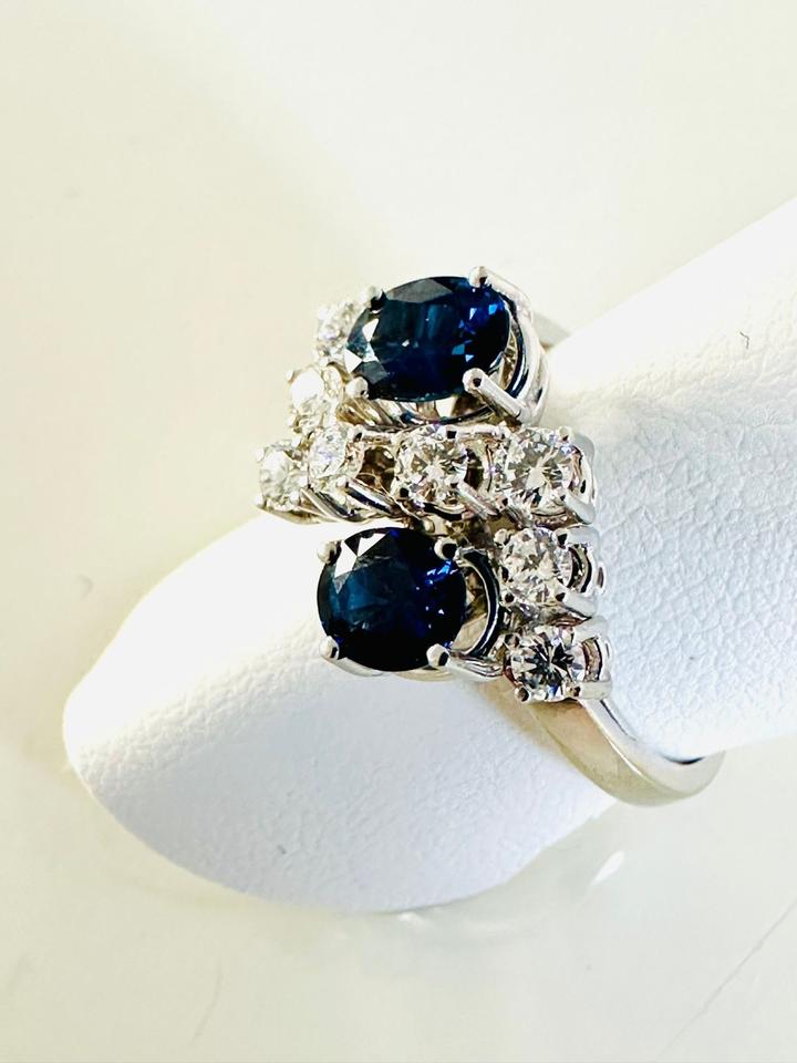 Ring 750/- Weißgold mit Saphir und 8 Brillanten 0,46 ct Tw/Lupenr – Bild 7