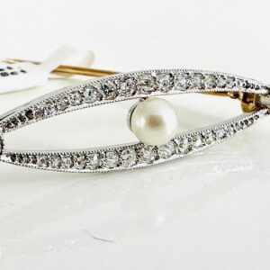 Antike Brosche 585/- Gold und Platin mit Altschliff Diamanten