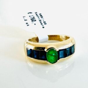 Ring 585/- Gold mit Saphir und Smaragd