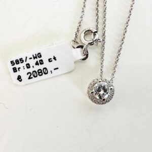 Brilliantanhänger 585/- Weißgold mit Kette 0,44ct Tw/vsi