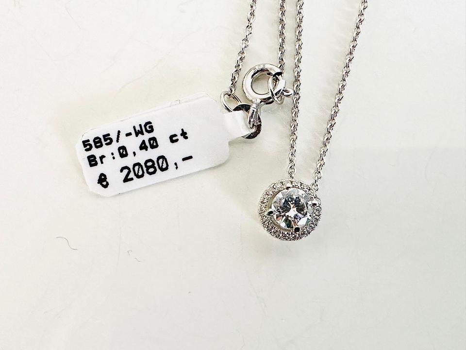 Brilliantanhänger 585/- Weißgold mit Kette 0,44ct Tw/vsi