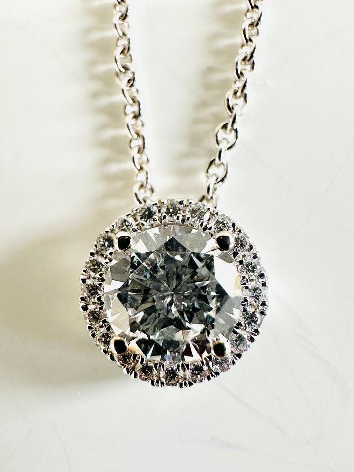 Brilliantanhänger 585/- WG mit Kette Brilli:Mitte 0,48 ct Tw/vsi – Bild 11