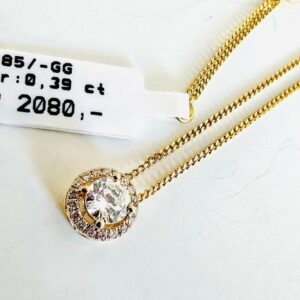 BrillantAnhänger mit Kette 585/- Gold Br:0,39ct W/Lupenrein