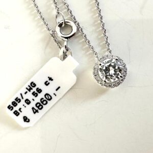 Brilliantanhänger 585/- WG mit Kette Brilli:Mitte 0,48 ct Tw/vsi