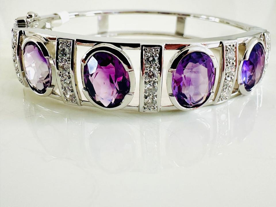 Armreif 750/- Weißgold mit Brillanten und Amethyst – Bild 2