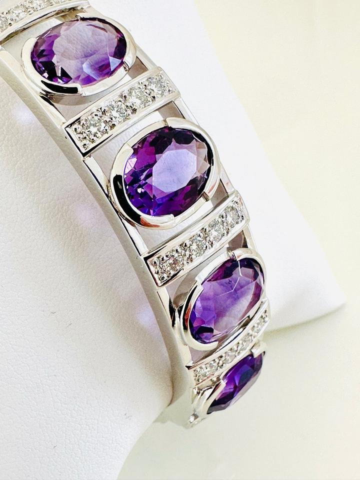 Armreif 750/- Weißgold mit Brillanten und Amethyst – Bild 6