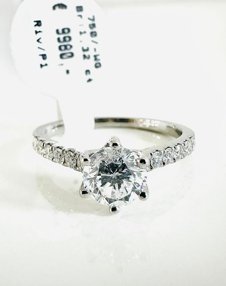 Ring 750/- Weißgold mit Brillianten 1,32 ct mit Expertise – Bild 5