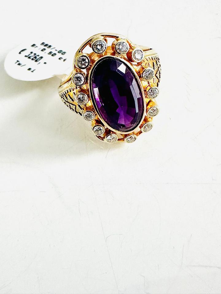 Ring 585/- Gold mit Amethyst und Brillianten – Bild 6