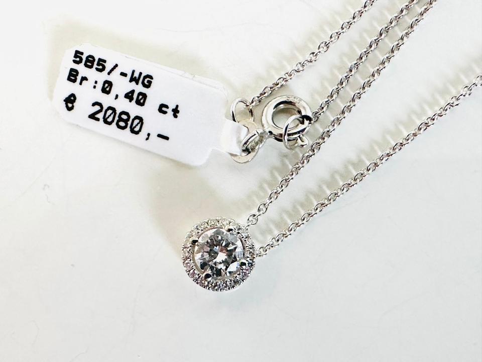 Brilliantanhänger 585/- Weißgold mit Kette 0,44ct Tw/vsi – Bild 2