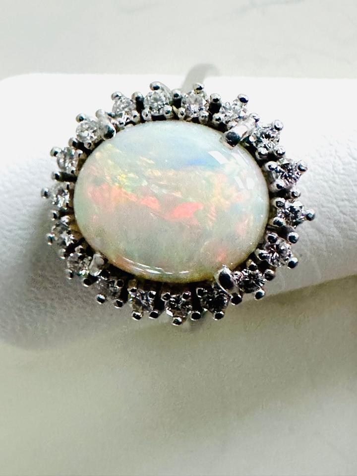 Ring 585/- Weißgold mit Opal und Brillianten 0,36 ct – Bild 7