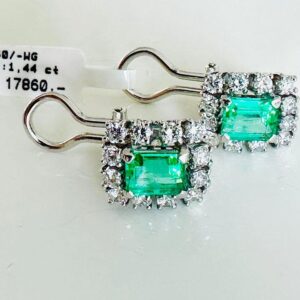 Ohrstecker 750/- Weißgold mit Brillianten und Smaragden