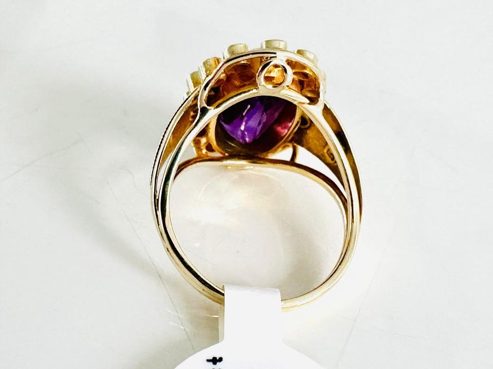 Ring 585/- Gold mit Amethyst und Brillianten – Bild 9