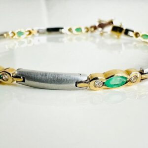 Armband 750/- Gelbgold und Weißgold mit Smaragd und Brillanten
