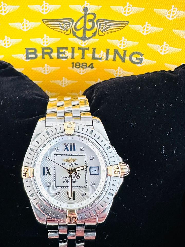 Breitling Uhr Stahl/Gold mit Brilliantzifferblatt – Bild 3