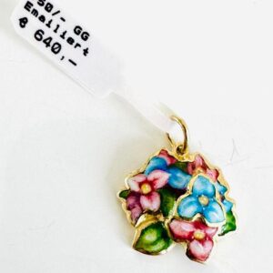 Anhänger 750/- Gold Emaliert Blumenmotiv